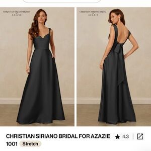 Christian Siriano for Azazie 1001 - Black Pleated Gown Sweetheart Neckline